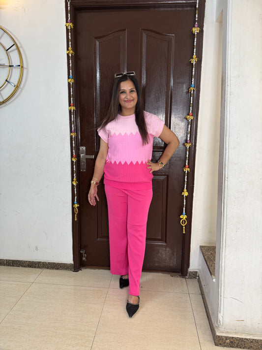 'DAWN' Pink Summer Knit Coord Set