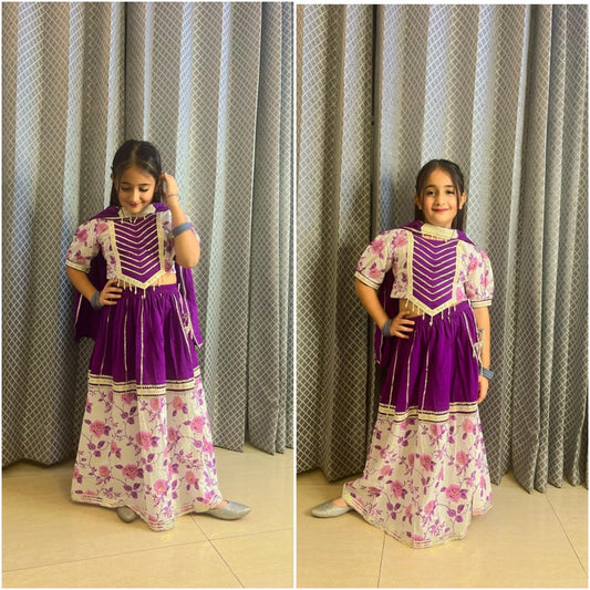 White And Purple Lehenga Set