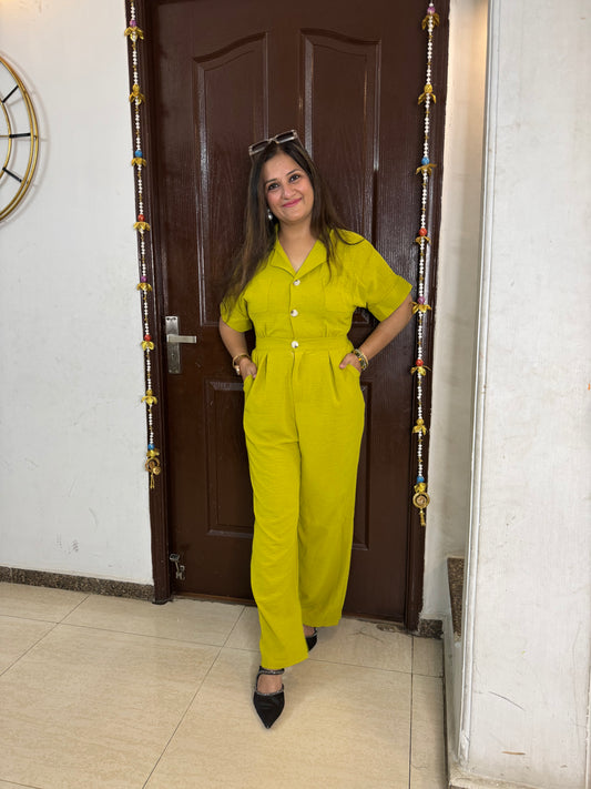 'VIBRANCE' Neon Yellow Jumpsuit - SJ Fashions