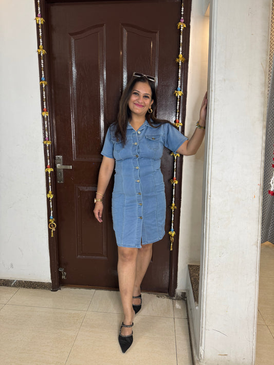 'GRACE' Light Blue Denim Dress