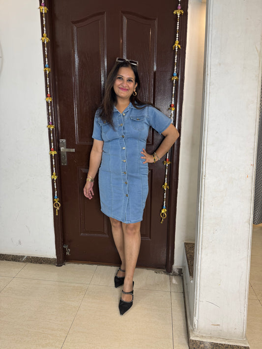 'GRACE' Light Blue Denim Dress