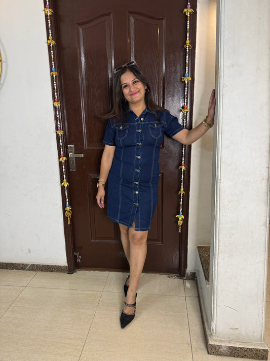 'GRACE' Dark Blue Denim Dress