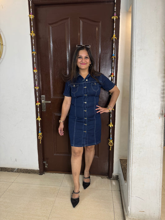'GRACE' Dark Blue Denim Dress