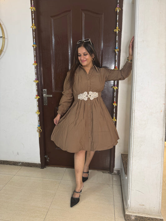 'LUMA' Brown Cotton Dress