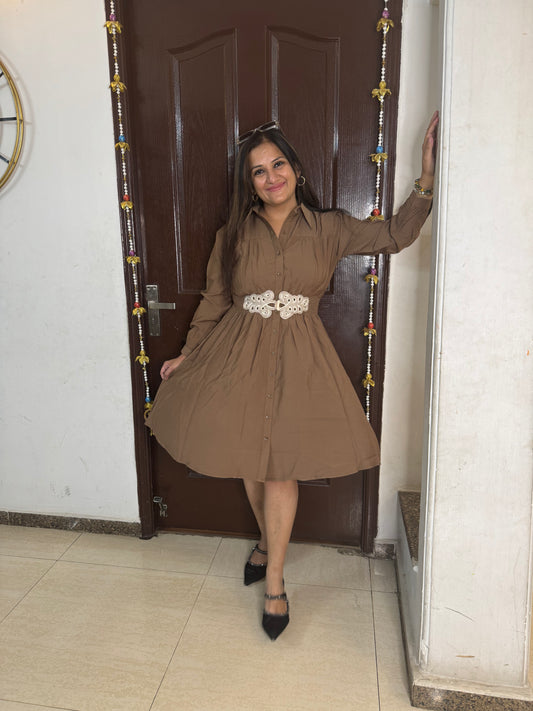 'LUMA' Brown Cotton Dress