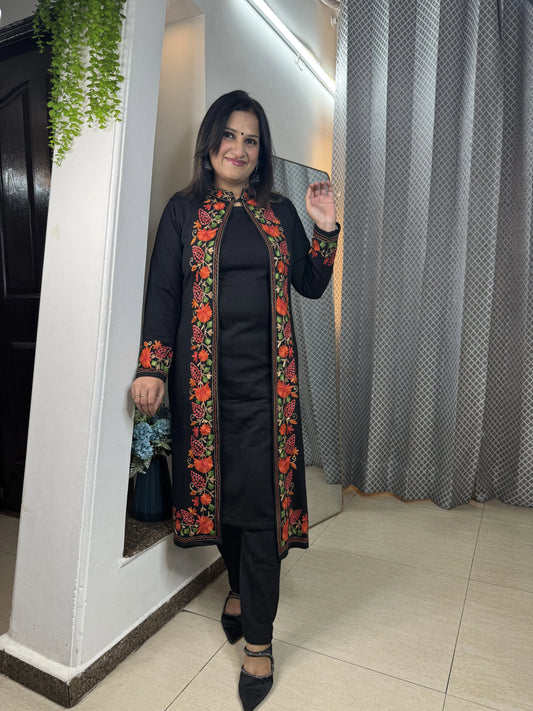 'TRIVENI' Black Three Pc Coord Set