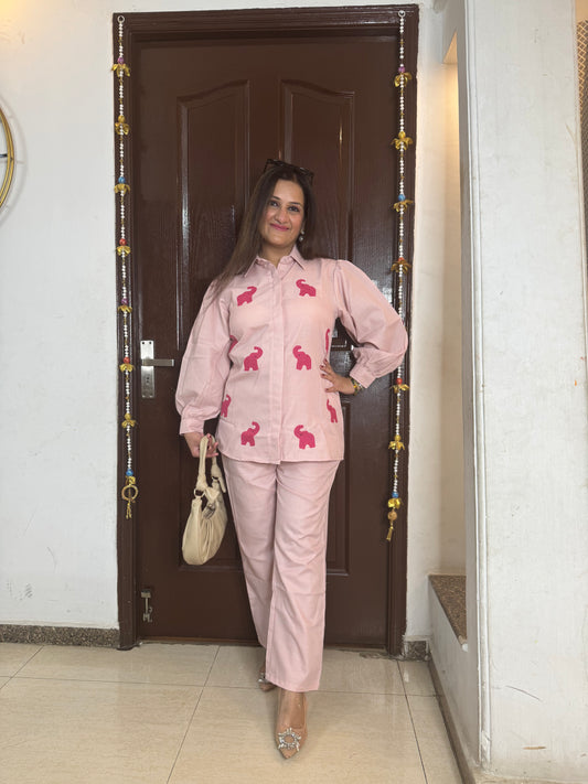 'BLOOM' Light Pink Linen Coord Set - SJ Fashions