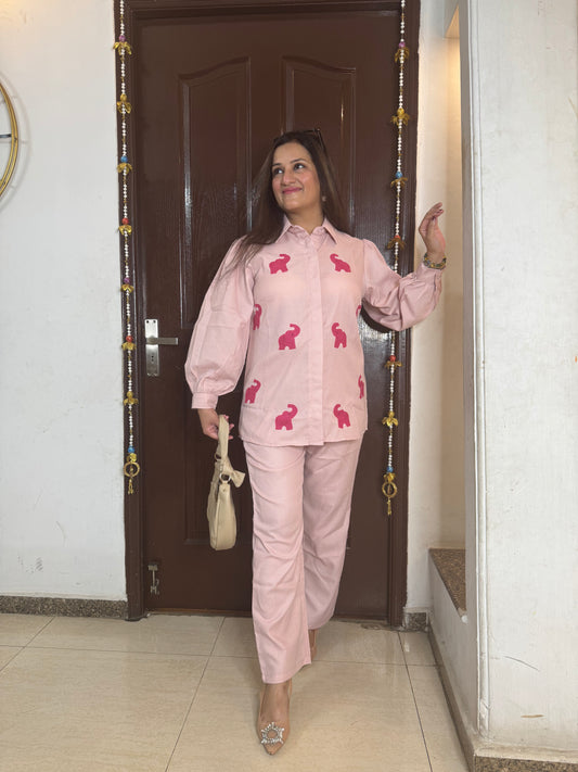 'BLOOM' Light Pink Linen Coord Set - SJ Fashions