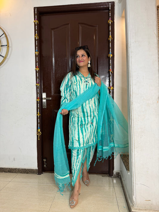 'AVNI' Teal Green Suit With Tulip Pants - SJ Fashions