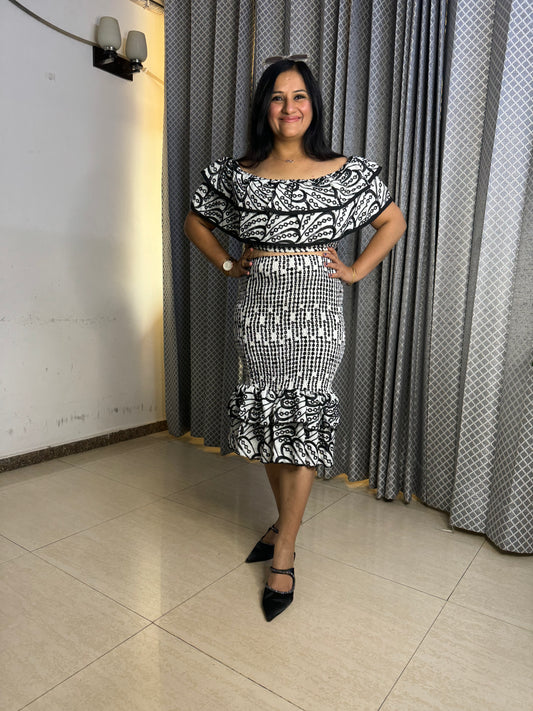 Schifili Coord Set With Off Shoulder Top And Skirt - SJ Fashions