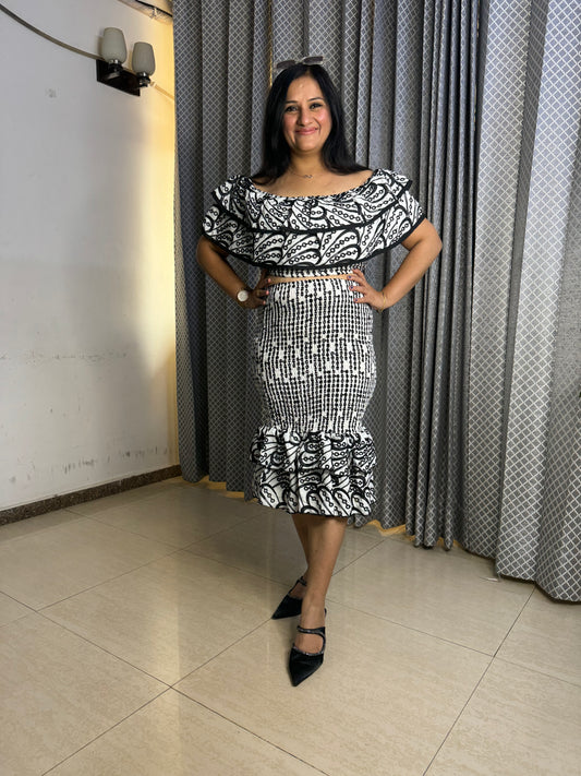 Schifili Coord Set With Off Shoulder Top And Skirt - SJ Fashions