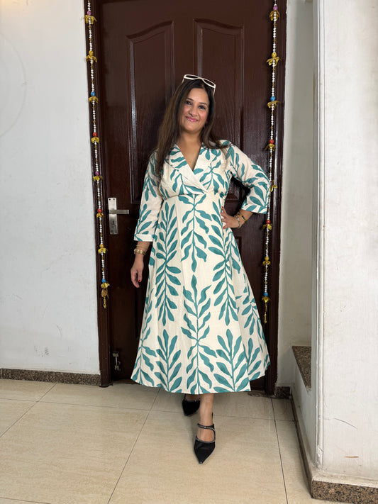 'DAISY' Teal Green Cotton Dress