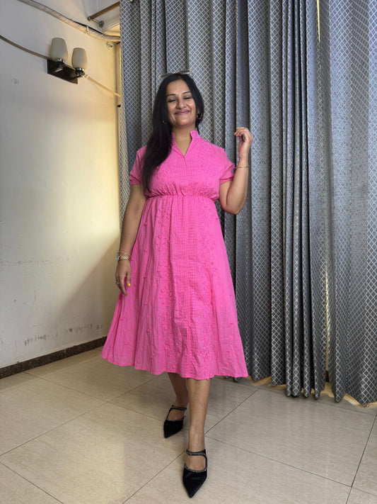 Embroidered Cotton Dress - SJ Fashions