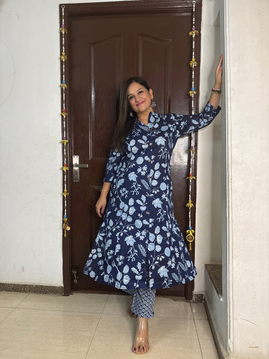 'FUSION' Printed Indigo Coord Set