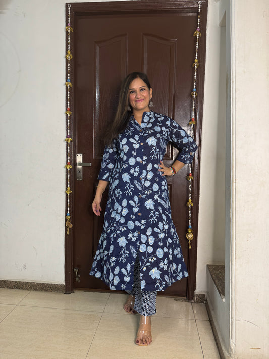 'FUSION' Printed Indigo Coord Set