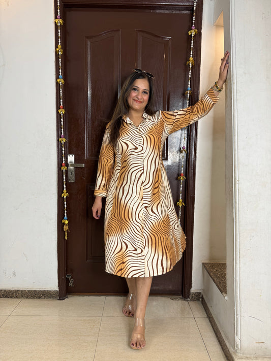 'SAGE' Brown Cotton Dress