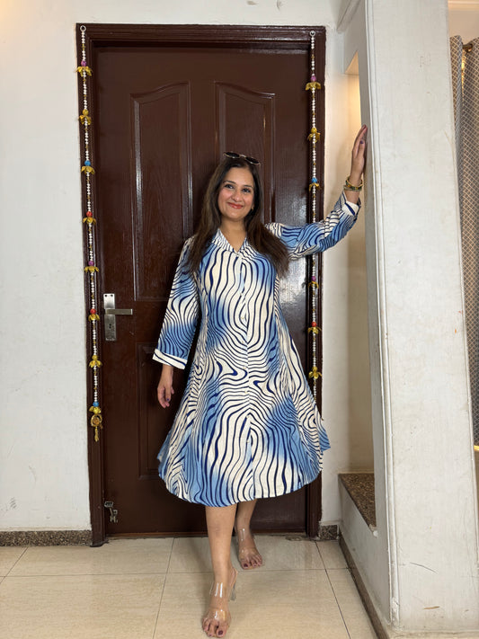 'SAGE' Blue Cotton Dress