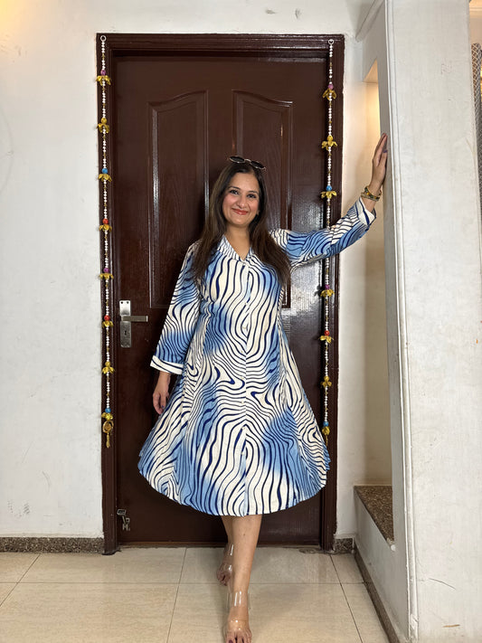 'SAGE' Blue Cotton Dress