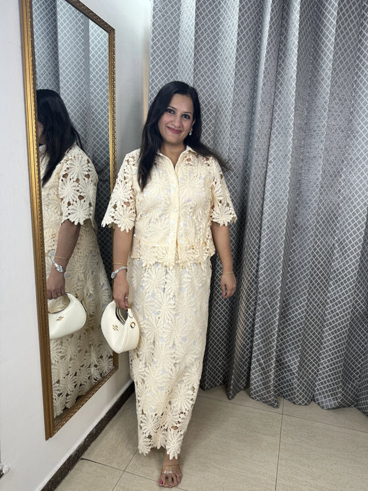 ALIA Crochet Coord Set with Skirt | Elegant Boho Chic | SJ Fashions