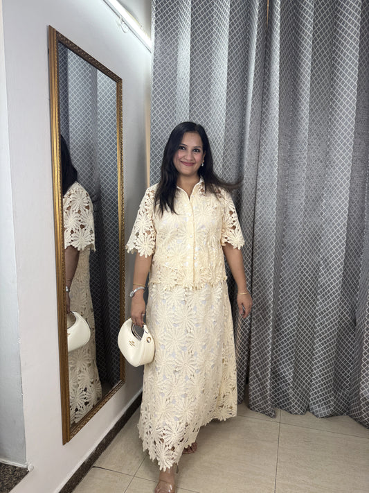 ALIA Crochet Coord Set with Skirt | Elegant Boho Chic | SJ Fashions