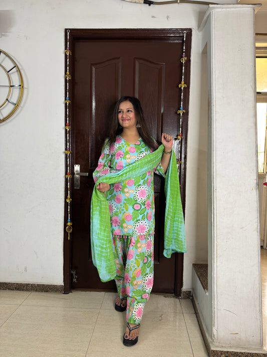 'NANDINI' Sky Blue Farshi Salwar Suit