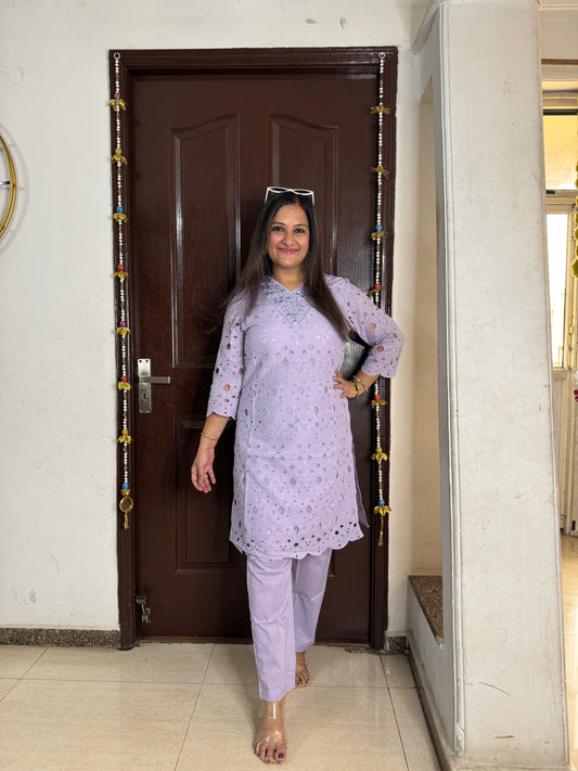 'ZIYA' Lilac Schifilli Coord Set