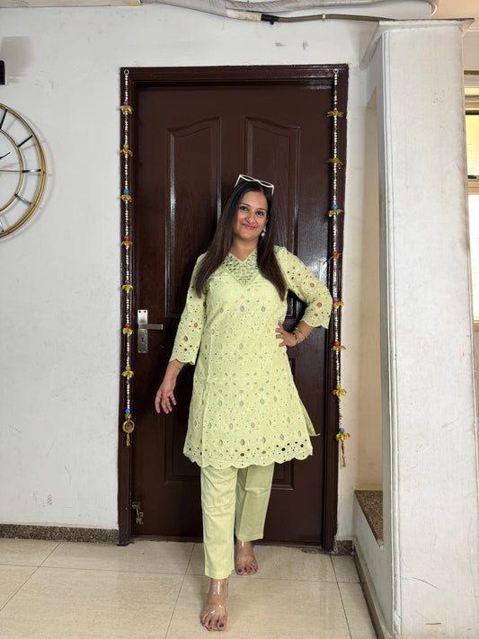 'ZIYA' Pista Green Schifilli Coord Set
