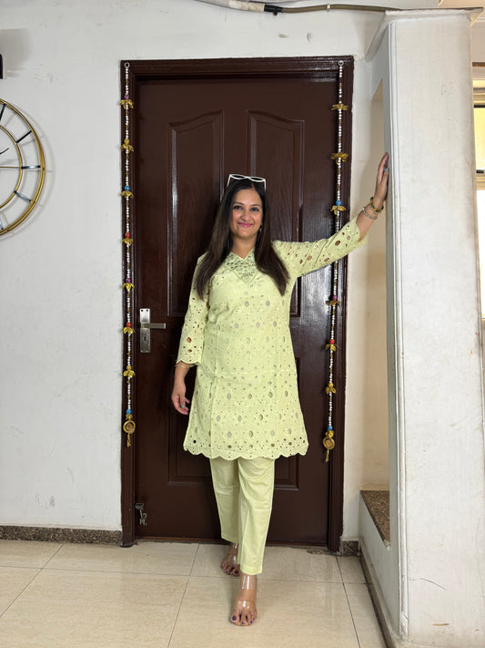 'ZIYA' Pista Green Schifilli Coord Set
