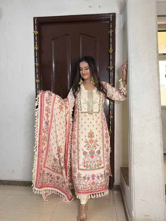 'RAMYA' Ivory Pure Crepe Suit