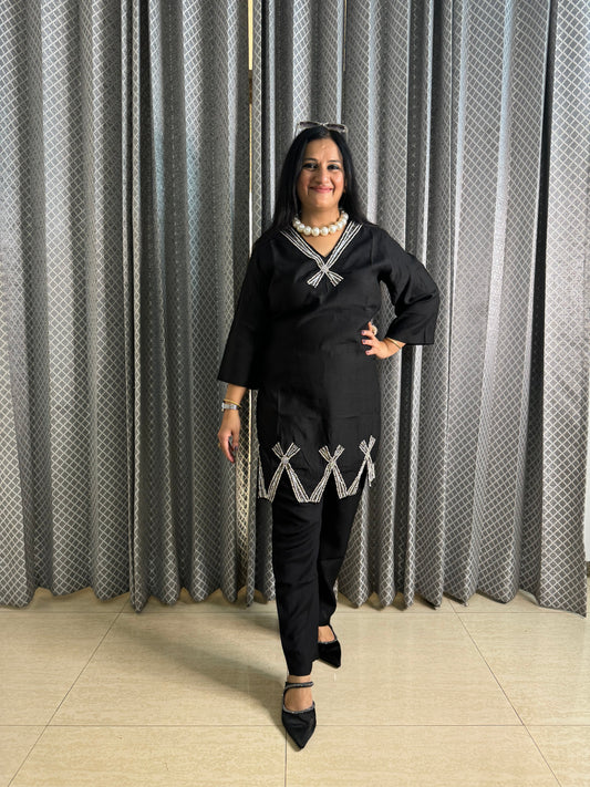 Black Coord Set With All Handwork - SJ Fashions