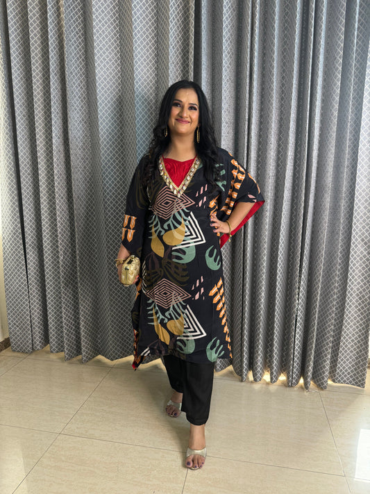 Black 3 Pc Kaftaan Set - SJ Fashions