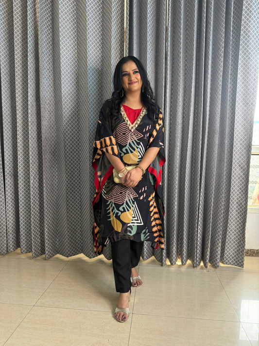 Black 3 Pc Kaftaan Set - SJ Fashions