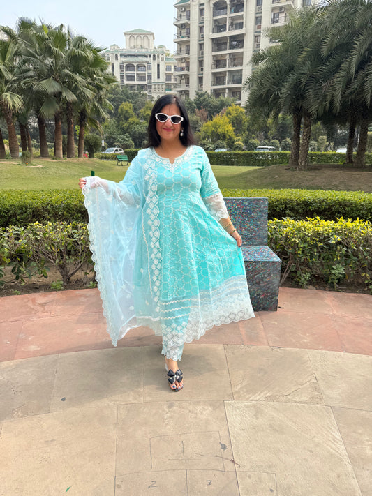 'NIRVAYA' Sky Blue Anarkali Suit - SJ Fashions
