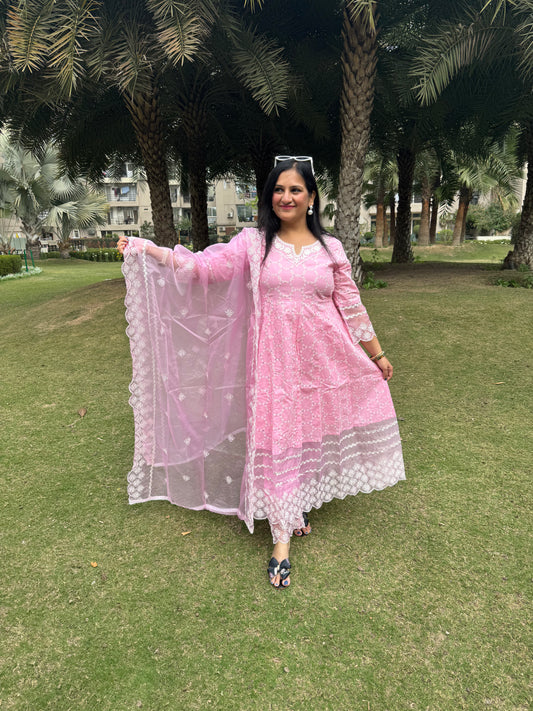 'NIRVAYA' Baby Pink Anarkali Suit - SJ Fashions