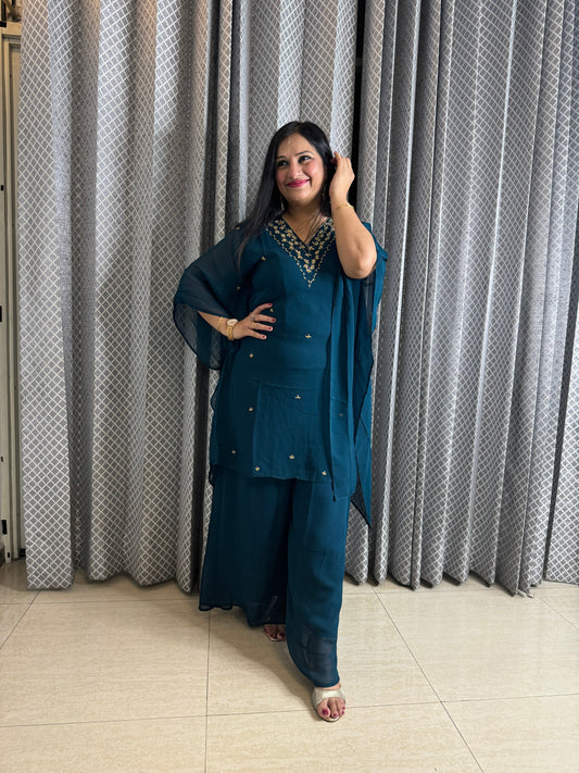 Short Kaftaan With Plazo - SJ Fashions