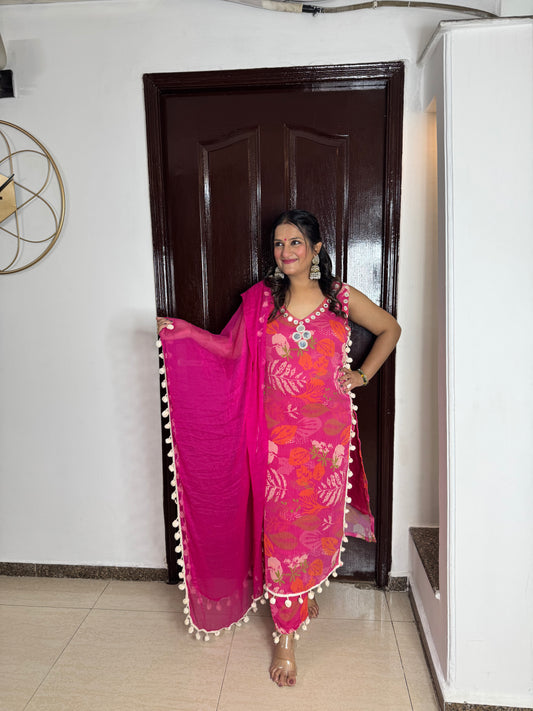 'ALEEZA'- Pom Pom Straight Suit