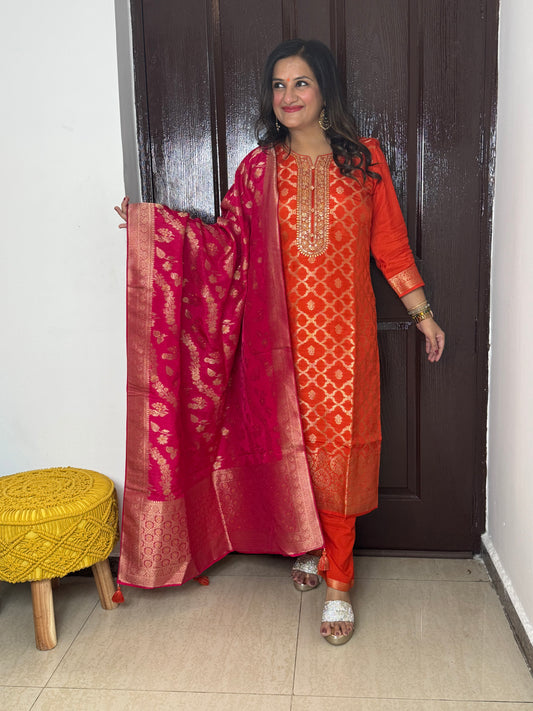 'RUBAB'- Silk Suit with Banarasi Duppatta