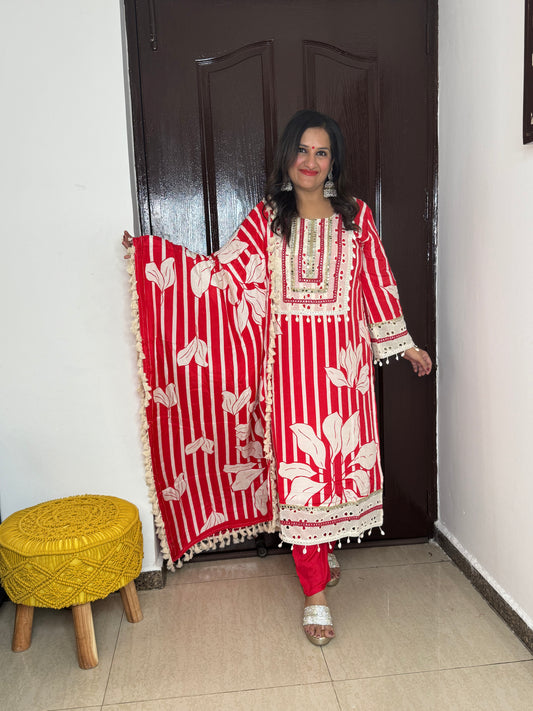 'RATI'- Pure Muslin Three Pc Set