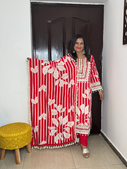 'RATI'- Pure Muslin Three Pc Set