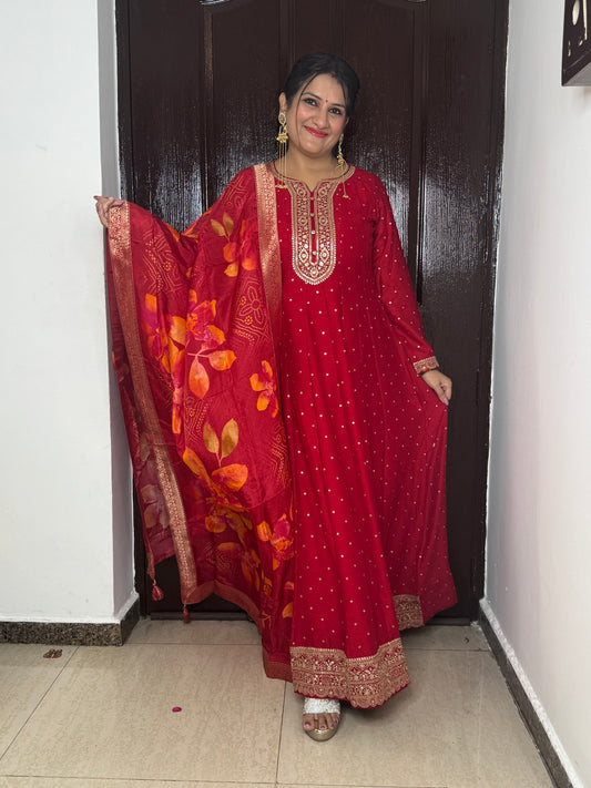 'YASHIKA Silk Anarkali Suit (2 pc set)