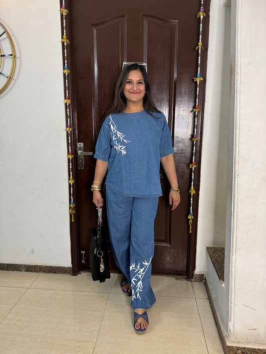'SERAPHIC' Light Blue Cotton Denim Coord Set - SJ Fashions