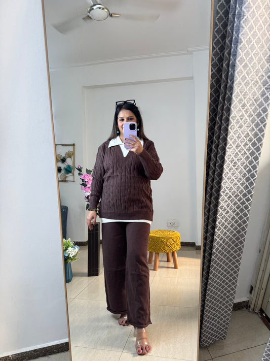 'ROY'- Woolen Brown Two Pc Set