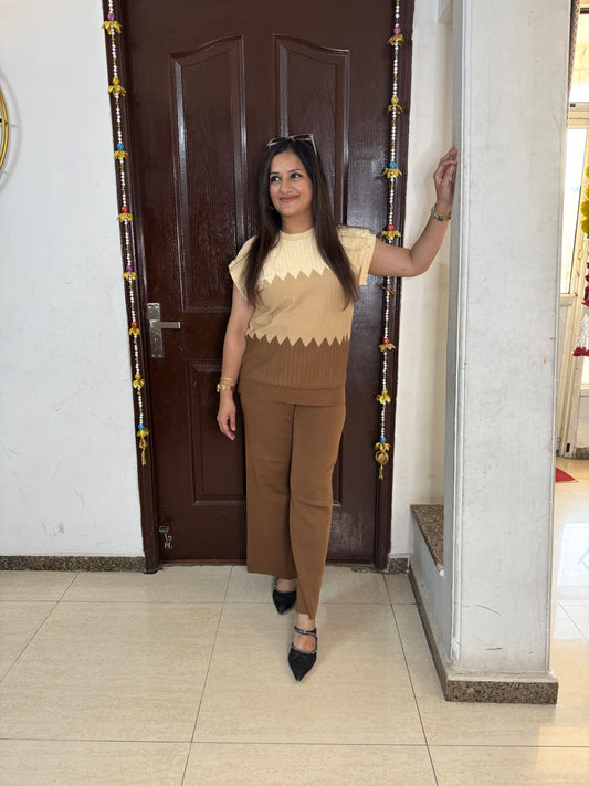 'DAWN' Brown Summer Knit Coord Set