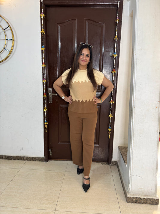 'DAWN' Brown Summer Knit Coord Set
