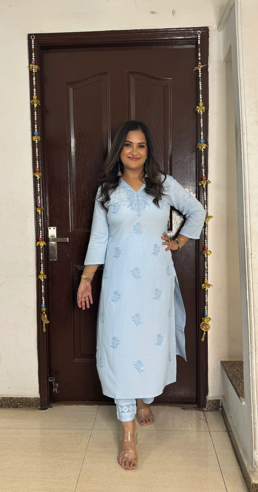 'RABIA' Sky Blue 2 Pc Set
