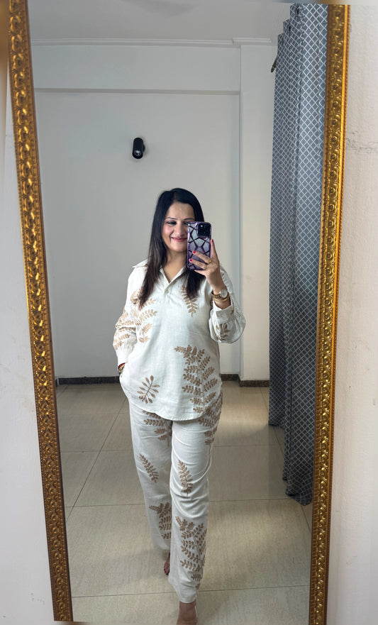 'ELARA' Beige Linen Coord