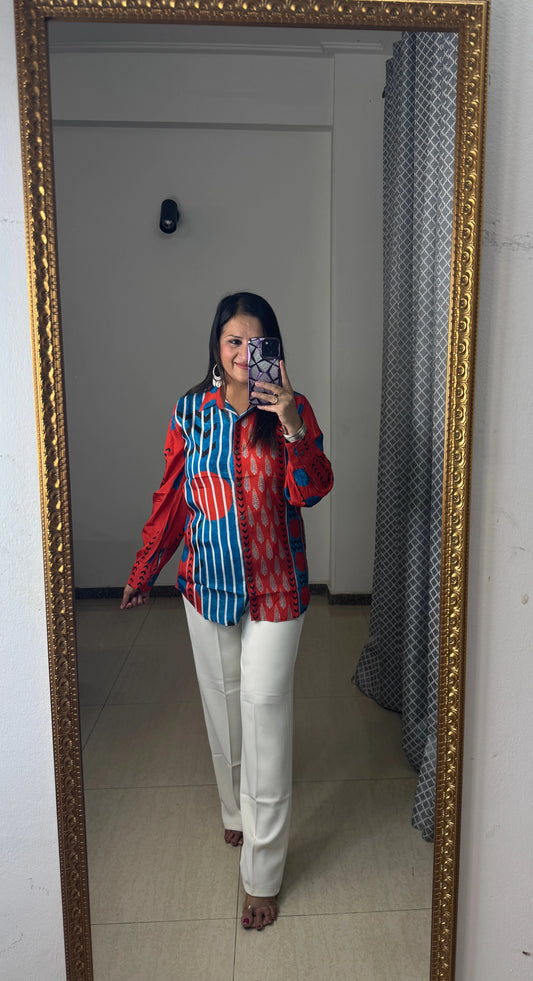 'ZIYA' Orange Muslin Shirt