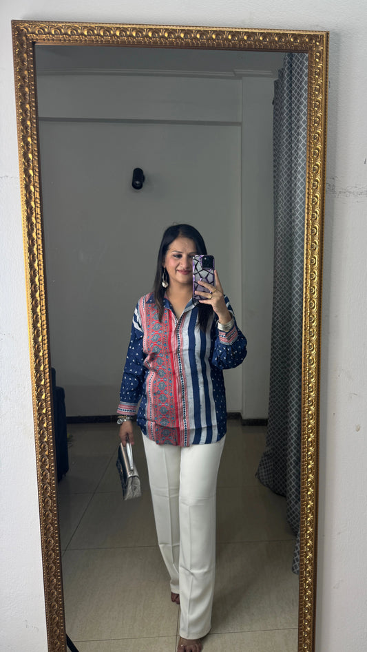 'ZIYA' Blue Muslin Shirt