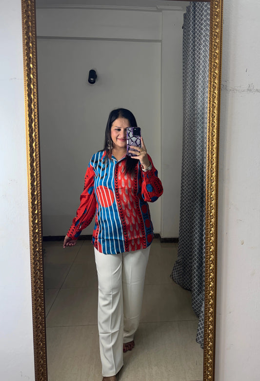 'ZIYA' Orange Muslin Shirt