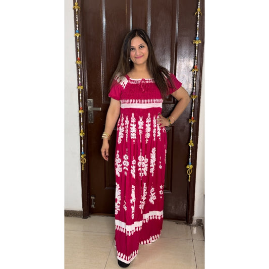 'ISLA' Hot Pink Rayon Cotton Dress - SJ Fashions